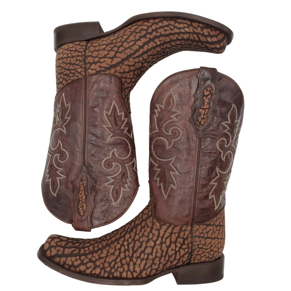 JW Ranch Leon Mexico crafted mens 9.5 brown suede bull neck cowboy western boots - Picture 3 of 16